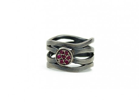 anillo plata rubies