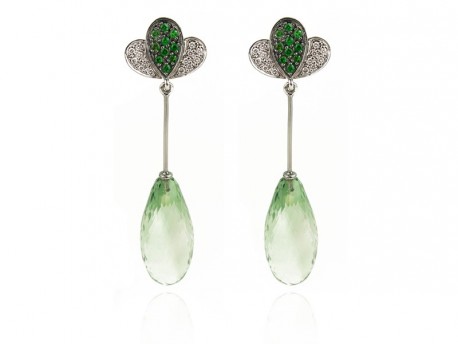 pendientes oro amatista verde tsvaroritas