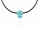 Leather necklace, yellow gold and natural turquoise.