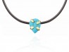 Leather necklace, yellow gold and natural turquoise.