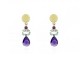 Earrings of yellow and silver gold, with Rodolites, Amethyst green and Amethyst knobs.