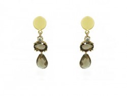 Yellow and silver gold earrings, with bright brown.