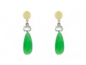 Earrings yellow and silver with Rodolites, Amethyst green and Green Jade knobs.