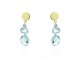 Yellow and silver gold earrings with blue Topaz.