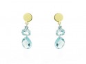 Yellow and silver gold earrings with blue Topaz.