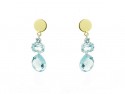 Yellow and silver gold earrings with blue Topaz.