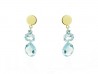 Yellow and silver gold earrings with blue Topaz.