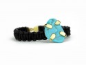 Leather bracelet, yellow gold and natural turquoise.