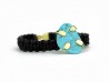 Leather bracelet, yellow gold and natural turquoise.