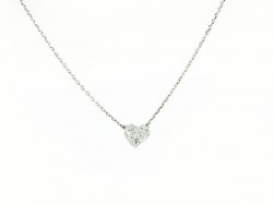 750mm white gold pendant chain with central heart and brilliants