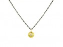 Silver chain oxidized and 750mm yellow gold pendant, with brilliants. 