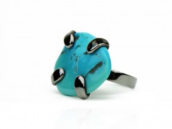 Silver ring with natural turquoise.