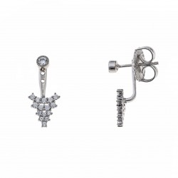 White rhodium-plated silver earrings with zircons.