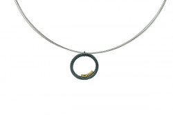 Rusty silver pendant with yellow gold strip.