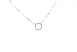 Pendant and chain of white gold, bright circle.