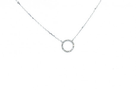 Pendant and chain of white gold, bright circle.