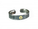 Matte and rusty silver bracelet,  750mm yellow gold and black diamond.