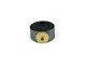 Anell d'argent oxidat, textura ratllat amb centre en or groc de 750 mm i Diamant negre talla brillant.