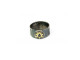 Anell d'argent oxidat, textura ratllada, amb centre en or groc de 750 mm i Diamant negre talla brillant.