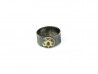 Striped oxidized silver ring with center in 750mm yellow gold and brilliant cut black diamond.