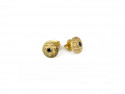 Yellow gold matt earrings with brilliant cut black diamond.