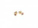 750 mm rose gold earrings with 3 mm natural ruby