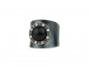 Silver ring, brilliant and onyx.
