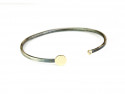 Matte rusty silver bracelet, open and combined with round plate and mouth in 750 mm yellow gold with 1 bright white.