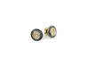 Pendientes plata oxidada mate y centro oro amarillo con brillantes blancos. Cierre presión