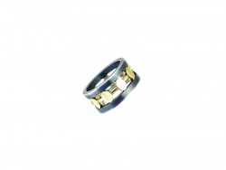 Satin silver ring with yellow gold