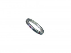 Satin silver ring with 6 natural rubies