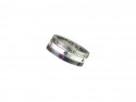 Combinación de anillos de plata satinada con brillantes, brillantes negro y aro de plata satinada con rubí.
