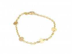 Pulsera de oro amarillo formada de cadena forjada con 4 placas lisas mini.