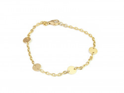 Yellow gold bracelet formed of forged chain with 4 mini smooth plates.