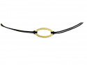 Necklace formed by the center of a vague in matt gold and black cotton cord.