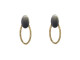 Satin silver earrings and ring in nuanced yellow gold.