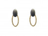 Satin silver earrings and ring in nuanced yellow gold.