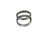 2 loose rings of satin silver with 6 rubies in each ring.