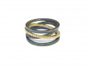 Oxidized and satin silver 925mm ring with a 750mm yellow gold strap.