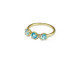 Anell d'or de 750 mm i 3 topazis blaus naturals rodons. Grapes.