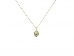 750mm yellow gold oval pendant with 1 natural brilliant of 0.02cts.
