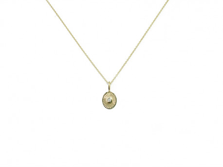 750mm yellow gold oval pendant with 1 natural brilliant of 0.02cts.