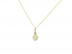 750mm yellow gold pendant with 1 Brilliant of 0.02cts. It can be engraved to personalize it with an initial.