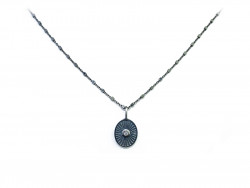 Oxidized and satin silver pendant of 925mm with 1 Brilliant of 0.02cts.
