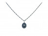 Oxidized and satin silver pendant of 925mm with 1 Brilliant of 0.02cts.