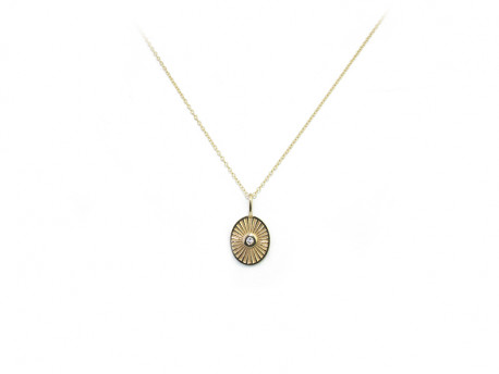 750mm yellow gold pendant with 0.02cts natural brilliant.