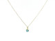 750mm yellow gold pendant with 4mm natural blue topaz. Mounted with staples.