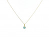 750mm yellow gold pendant with 4mm natural blue topaz. Mounted with staples.