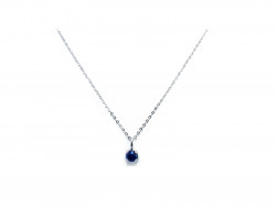 750mm white gold pendant with 4mm natural blue sapphire.