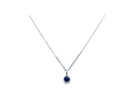 750mm white gold pendant with 4mm natural blue sapphire.